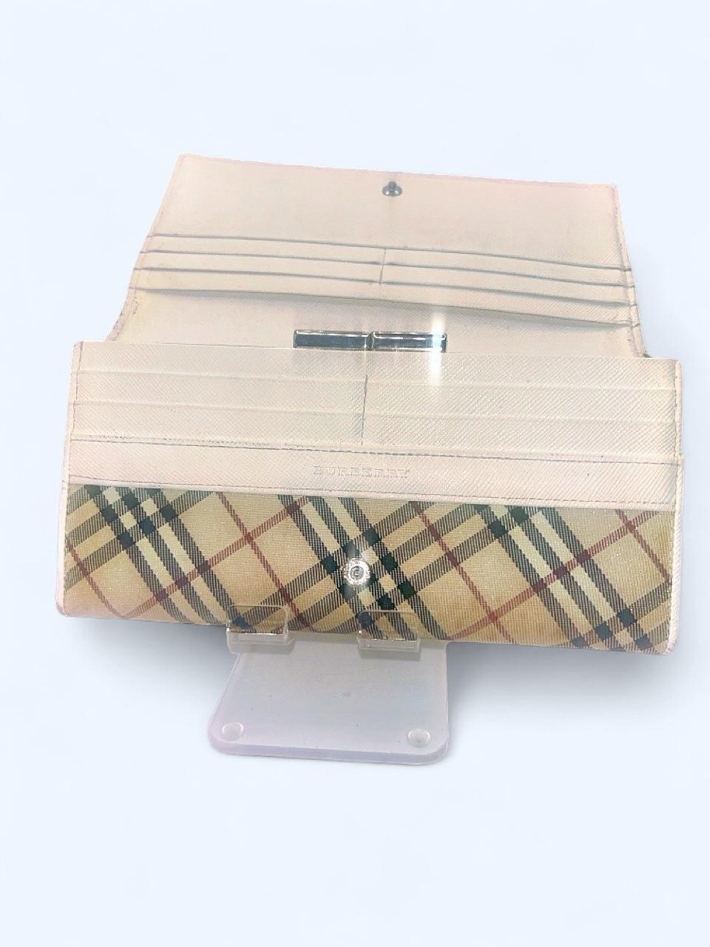 Burberry Nova Check Plaid Continental Kiss-Lock Wallet Ivory - Picture 4 of 5